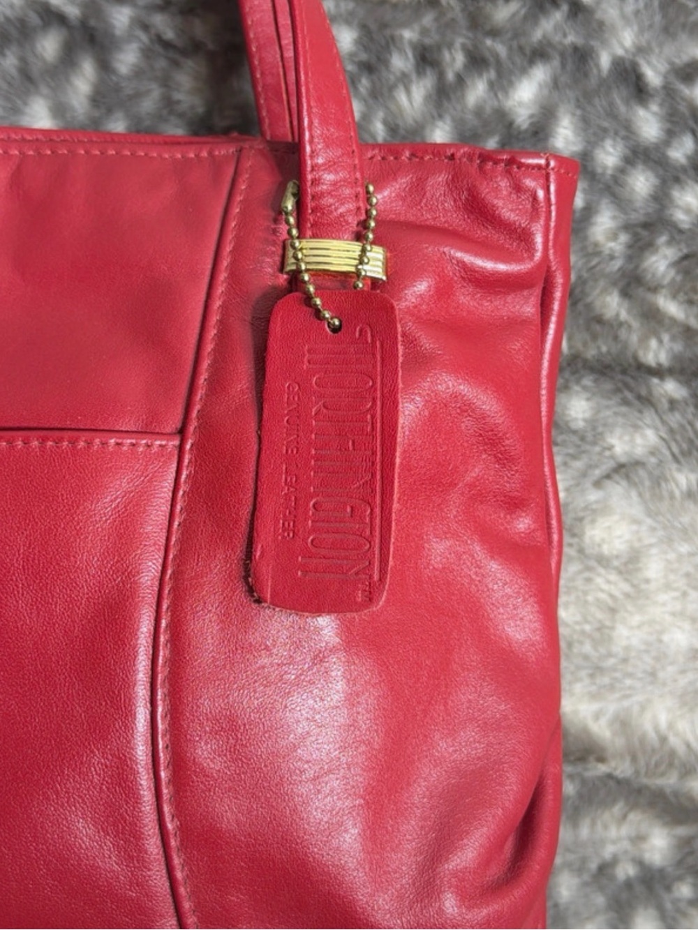Worthington Red Leather Vintage Tote with Gold Hardware